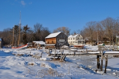 Burnham Boat Building in Snow