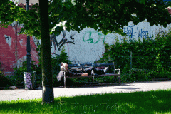 Man on a Bench in Prague