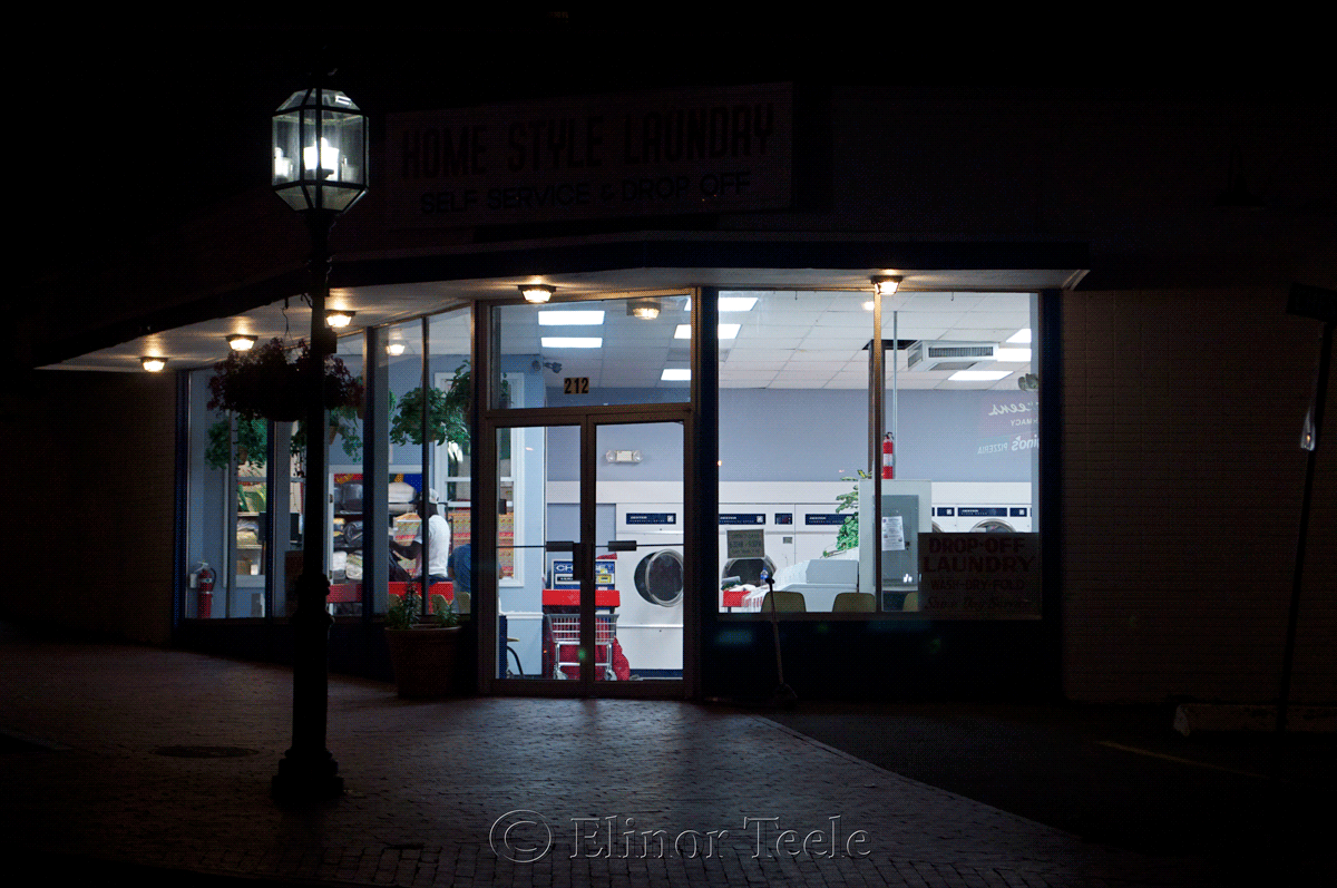Laundromat, Gloucester at Night