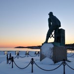 Fisherman's Memorial in the Snow, Gloucester MA