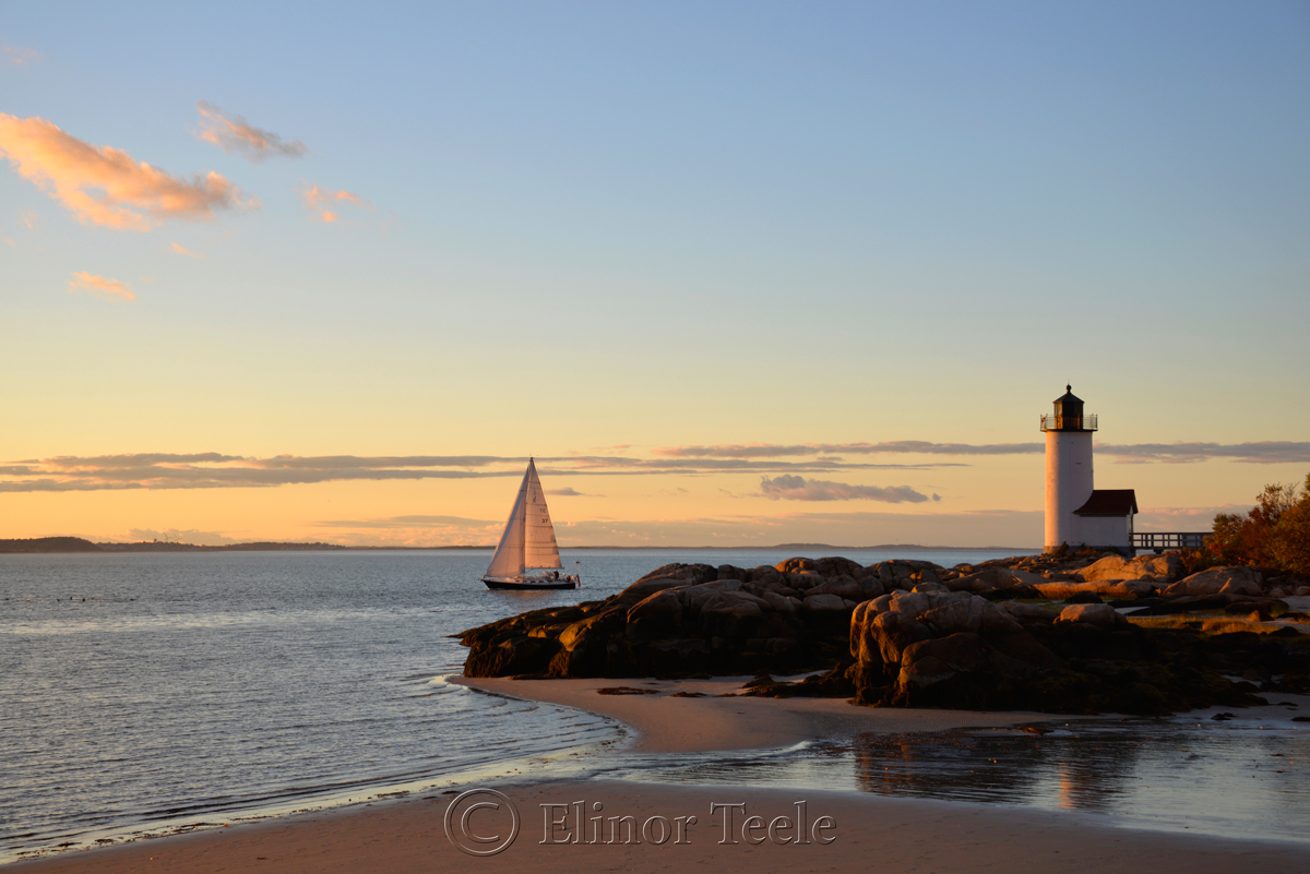 Sailboat, Lighthouse & Sunset