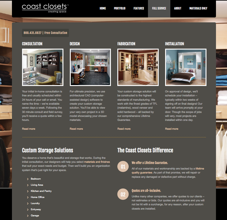 Custom Closets Website