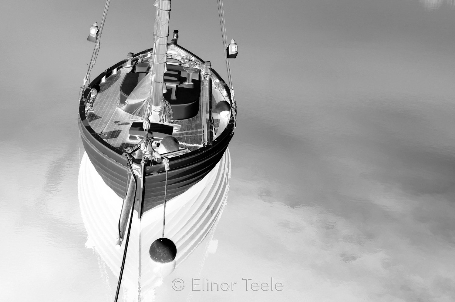 Boat & Mooring - Black & White Abstract